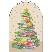 Картичка 12х18см коледна елха от книги